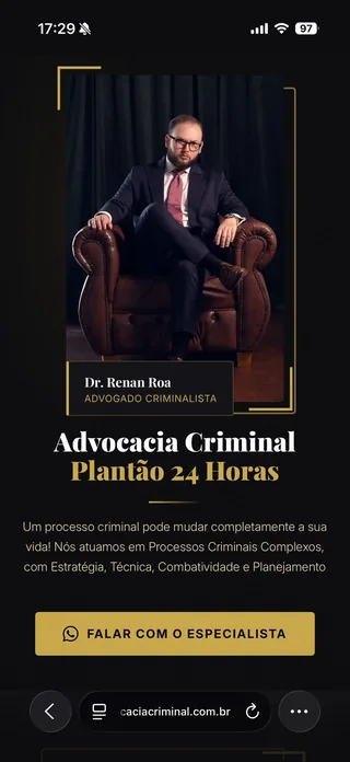Site de Renan Roa aberto no celular